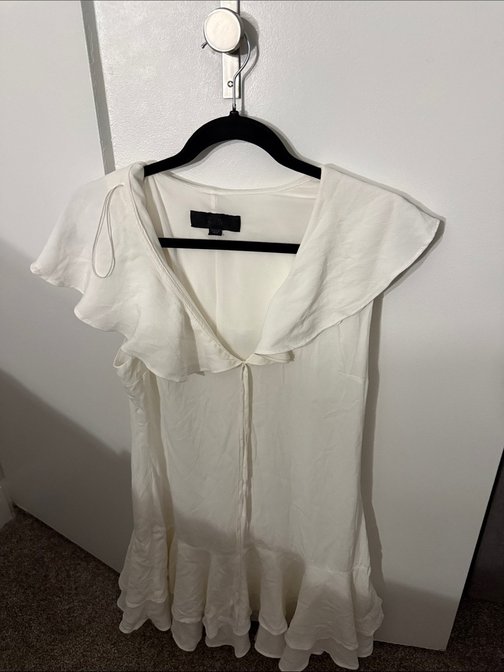Zara Cream Ruffle-Trim Sleeveless Dress